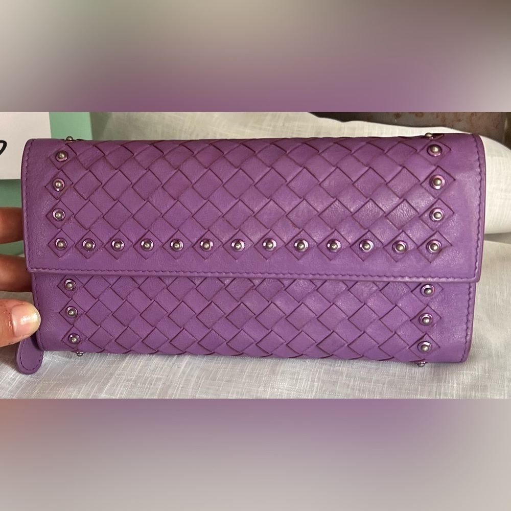 FLASH SALE Authentic Bottega Veneta Studded Intrecciato Long Wallet with chain